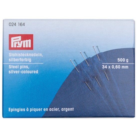 סיכות תפירה מפלדה מוקשית מס' 8 – 34×0.60 מ"מ – אריזת 500 גרם – PRYM גרמניה