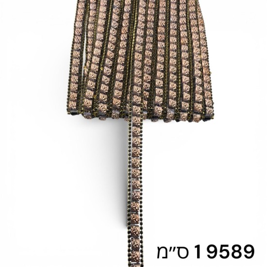 סרט אבנים שחור זהוב גמיש 1 ס״מ 19589