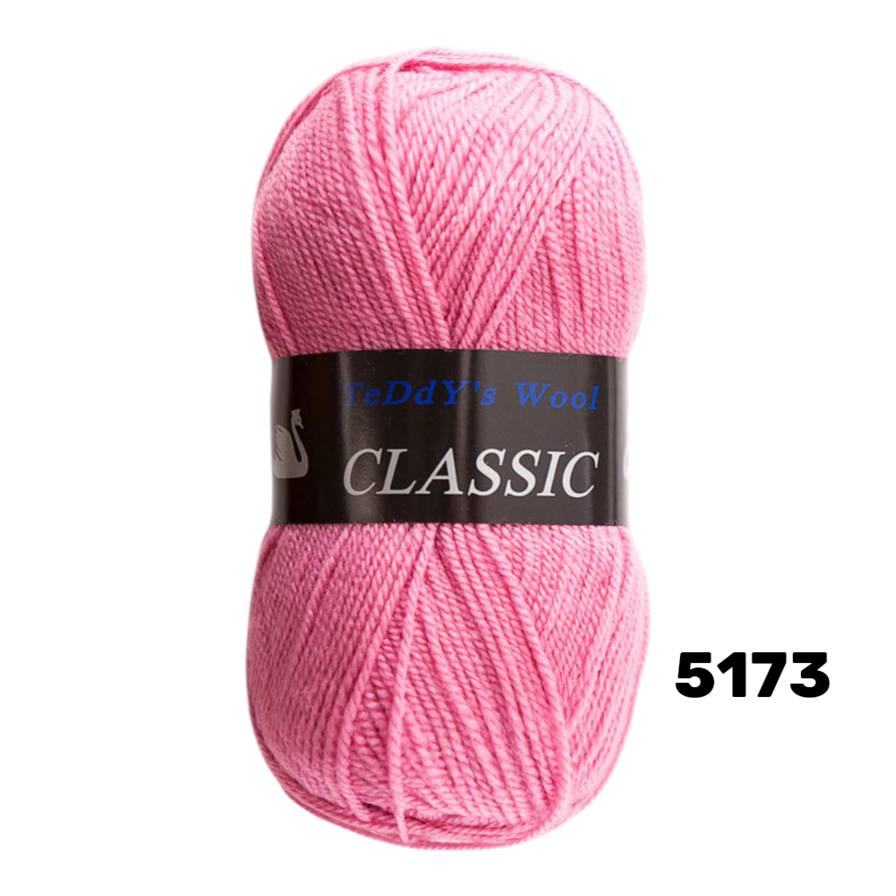 חוט סריגה Teddy's Wool CLASSIC צבע 5173 ורוד בהיר – 100% אקרילן פרימיום