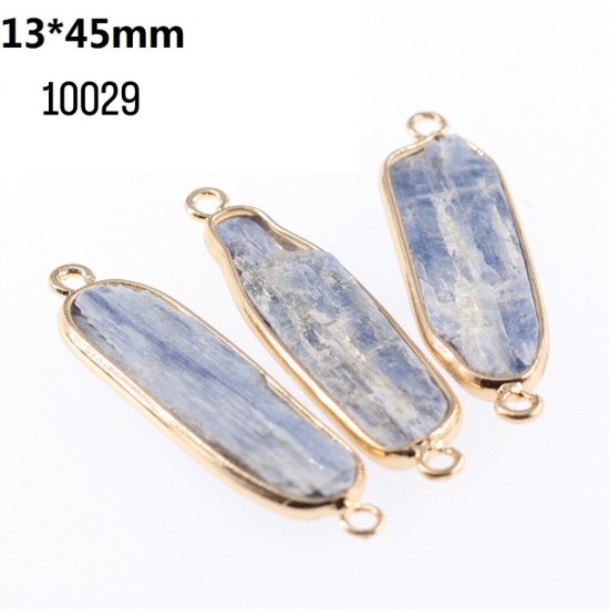 תליון אבן כחולה מלבנית בעיטור מתכת