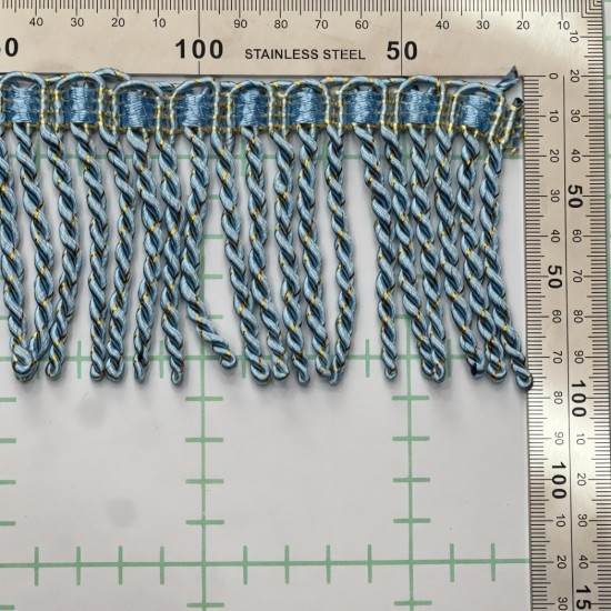 פס פרנזים חוטים שזורים תכלת־זהב – אורך 8 ס״מ דגם1943
