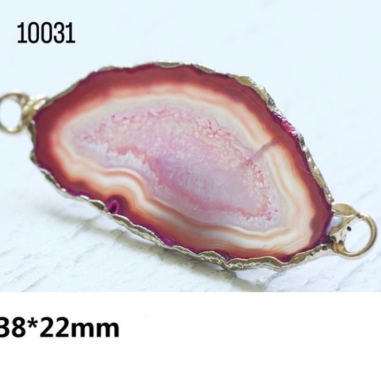 תליון אבן אגט מלוטשת ורודה(38×22 מ״מ)