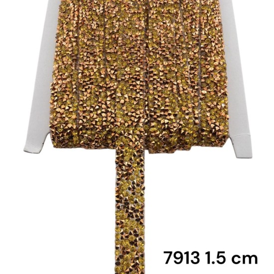 סרט ניטים ונצנצים זהב‑נחושת גמיש 1.5 ס״מ 7913