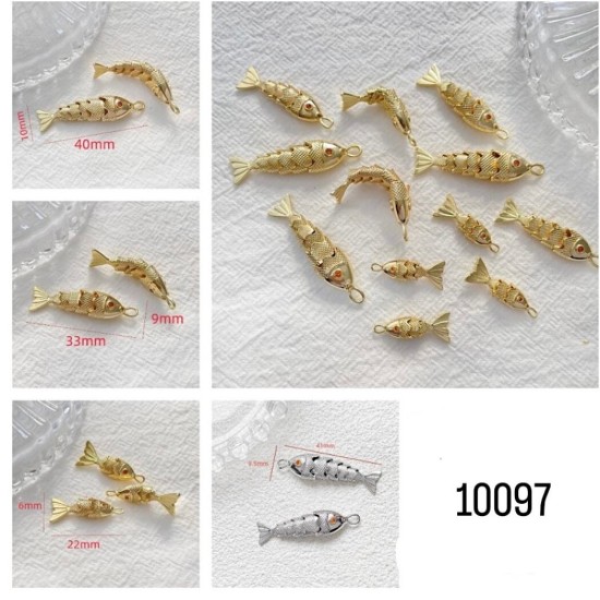 קישוטי מתכת דג מפרקי – מיני גדלים 