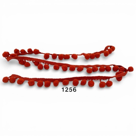 פרנז פונפונים אדום חי – דגם 1256 | מחיר למטר