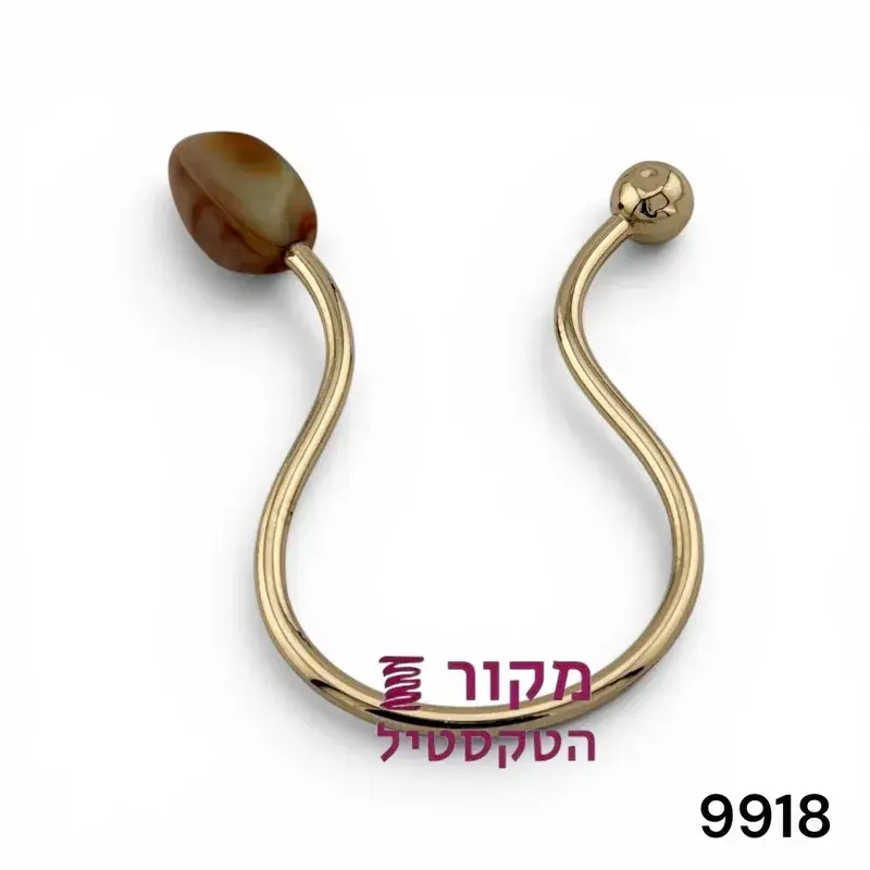 אבזם חיבור דקורטיבי מוזהב עם אבן מנומרת בצורת פרסה