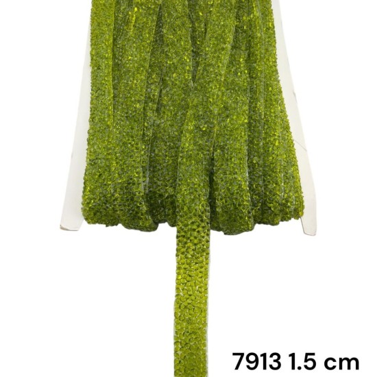 סרט אבנים מיקרו-קריסטל ירוק ליים גמיש 1.5 ס״מ 7913