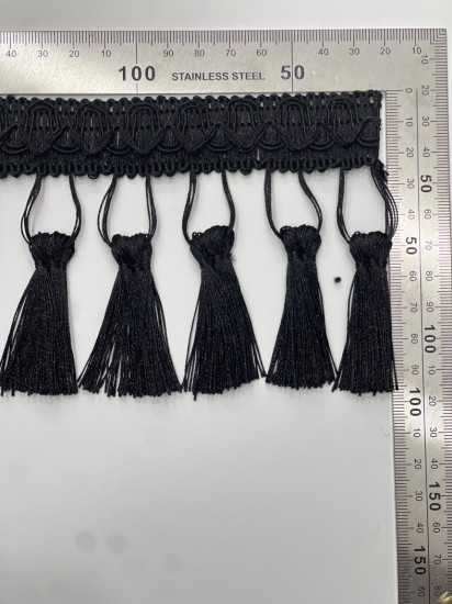 פס פרנזים כחול כהה עם גדילים מסובבים – גובה 15 ס״מ דגם 6547