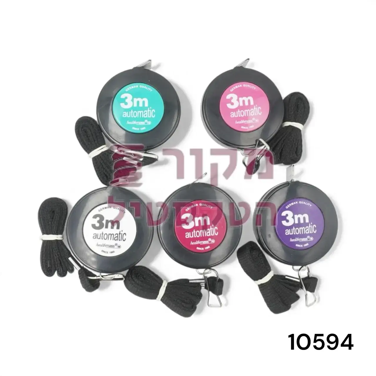 סרט מדידה אוטומטי 3 מטר + שרוך שחור