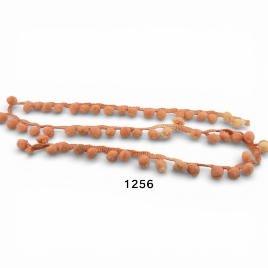 סרט פונפונים כתום אפרסק – דגם 1256 | מחיר למטר