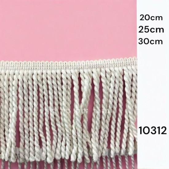 פס פרנזים חוטים שזורים מכותנה – לבן דגם 10312