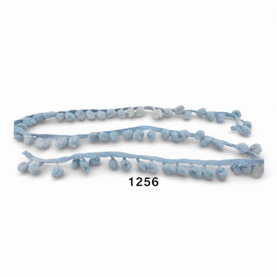  סרט פונפונים תכלת בהיר כחול בייבי – דגם 1256 | מחיר למטר