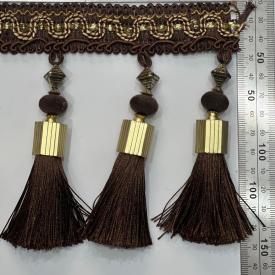 סרט פרנזים חום עם תליוני זהב – 12 ס״מדגם 9241