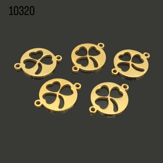 מחבר מתכת עגול פרח 4 עלים – זהב 