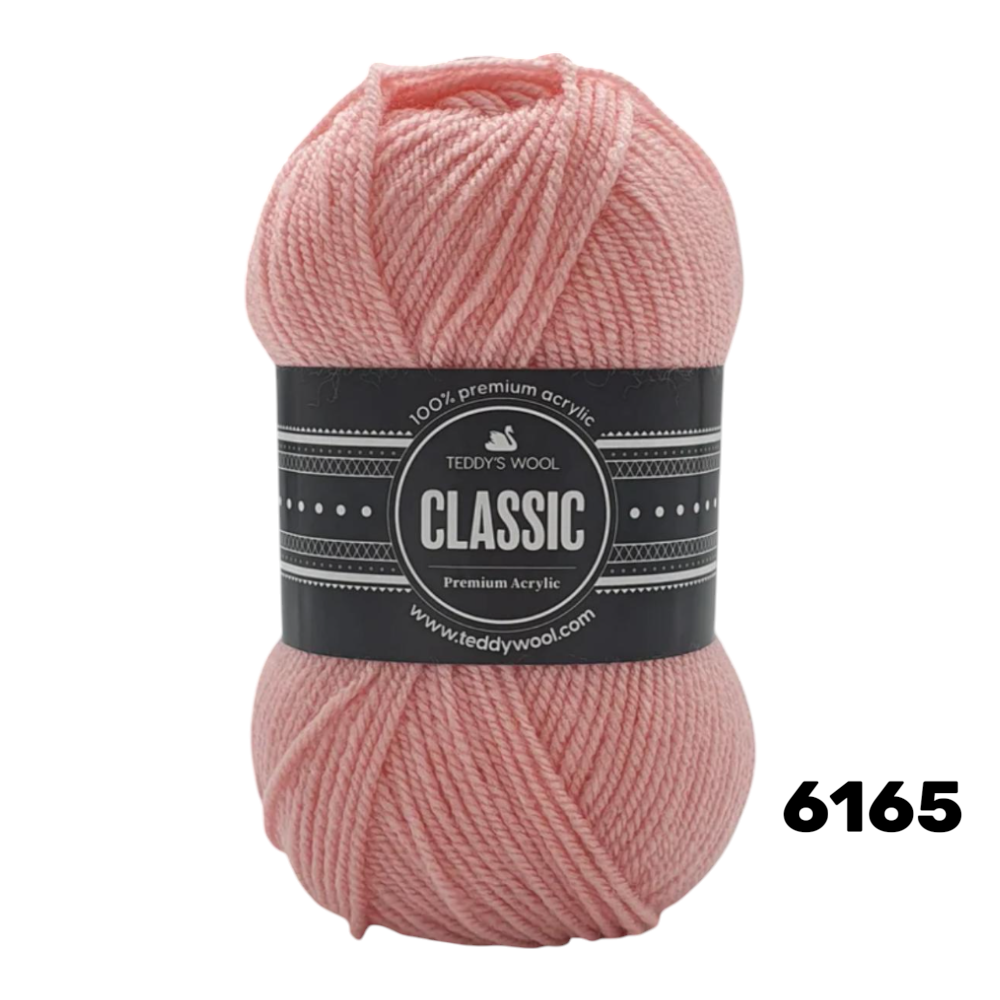 חוט סריגה Teddy's Wool CLASSIC – צבע 10325 ורוד עתיק/ורוד-מאובק עמוק – 100% אקריליק פרימיום – 100 גרם / 220 מטר