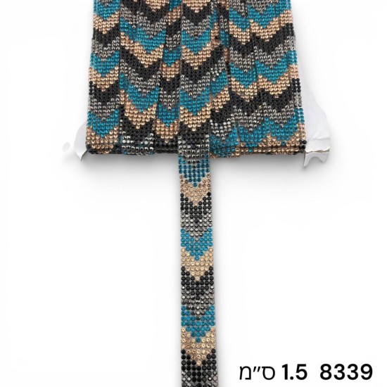 סרט אבנים זיגזג רב‑צבעוני גמיש 1.5 ס״מ 8339