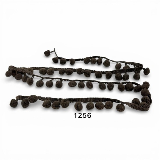 סרט פונפונים חום שוקולד – דגם 1256 | מחיר למטר