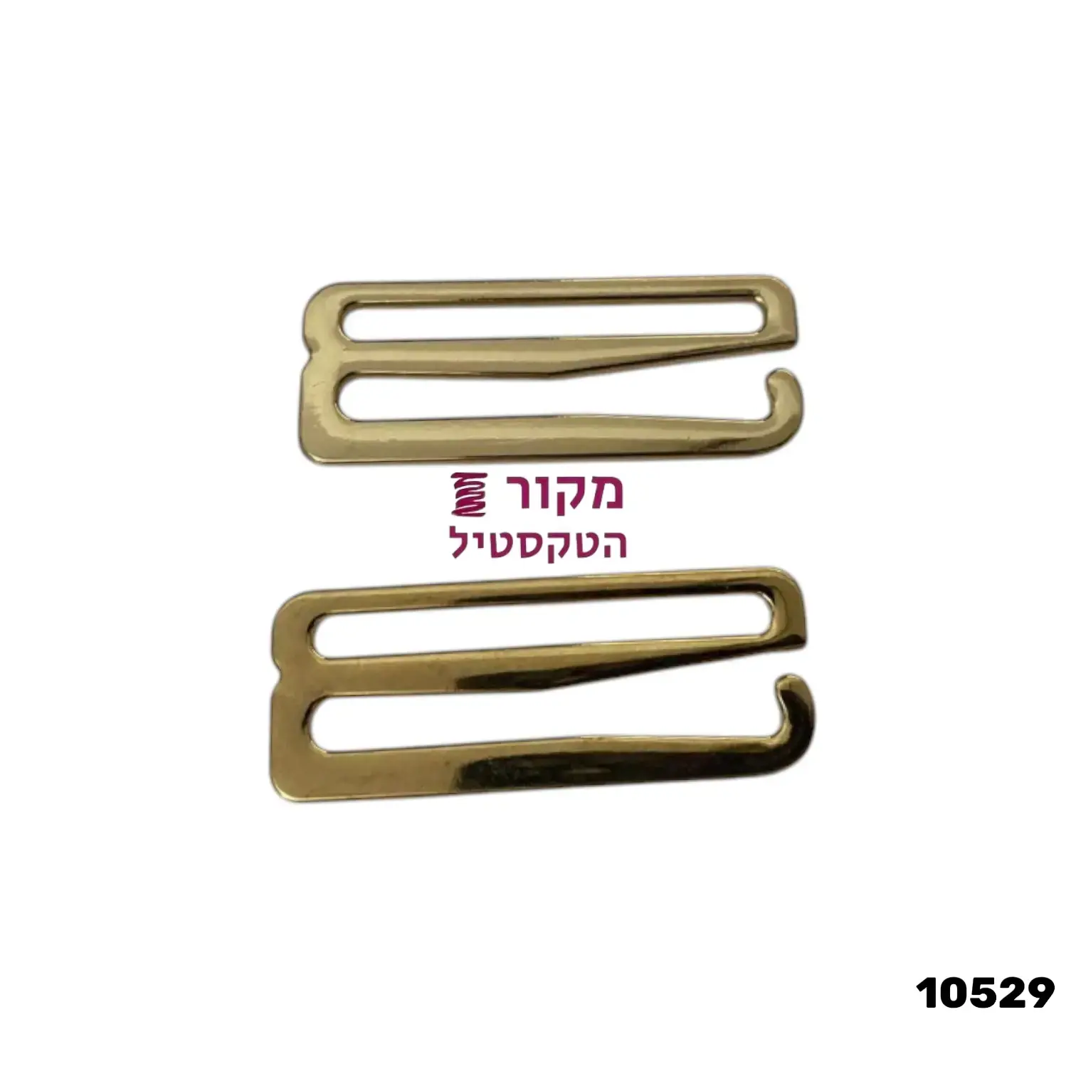 אבזם מתכת זהב לחגורות וגומי – אבזם קליפס דו‑חריצי לחיבור מהיר 