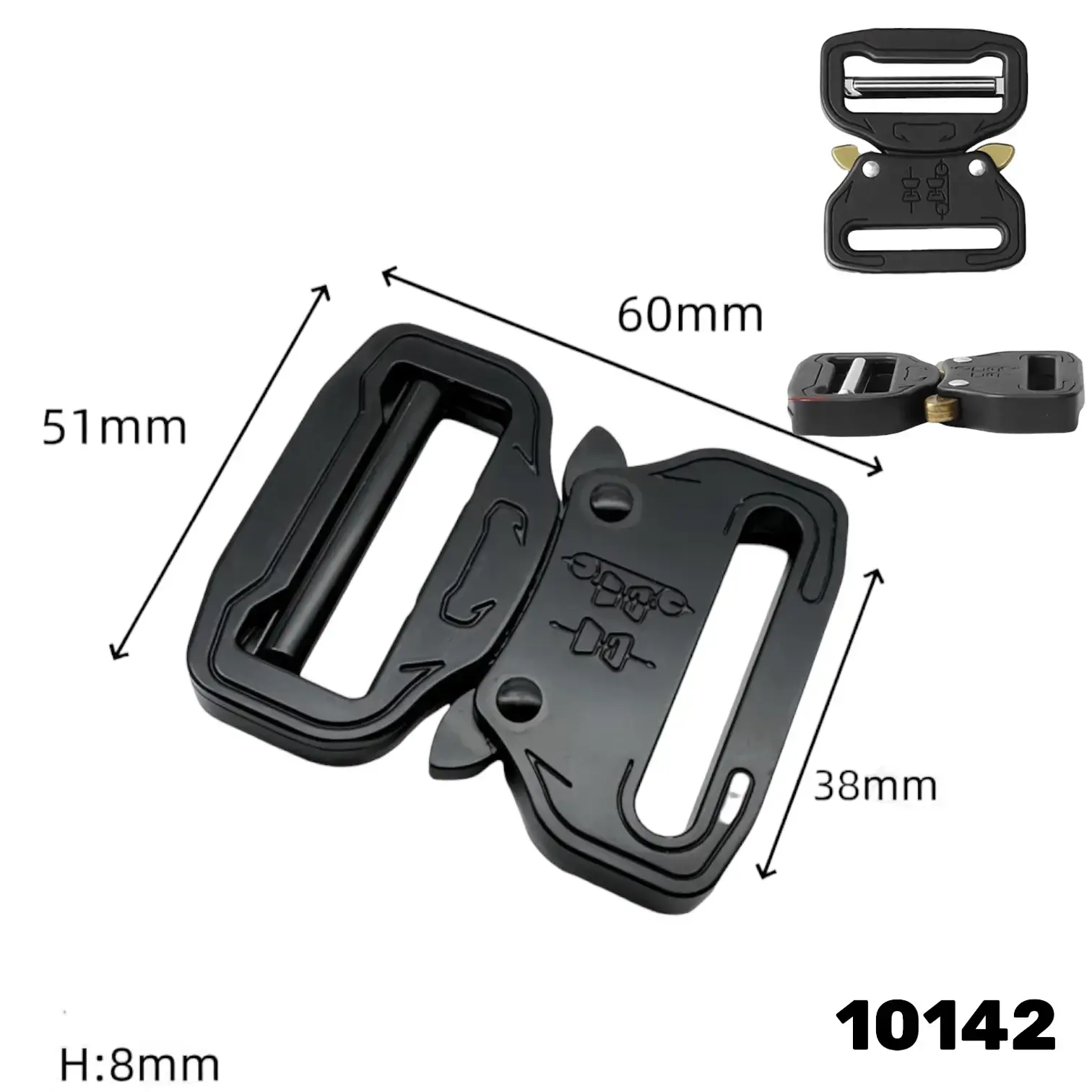 אבזם מתכת מהיר 38 מ״מ שחור – אבזם טקטי חזק לחגורות, רצועות, רתמות וציוד חיילים 