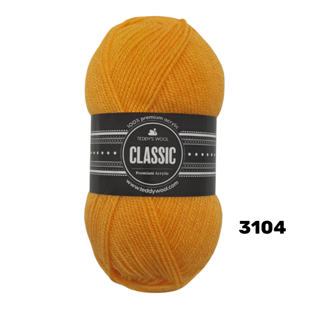 חוט סריגה Teddy's Wool CLASSIC – 100% אקריליק פרימיום – 100 גרם / 220 מטר – צבע 3104