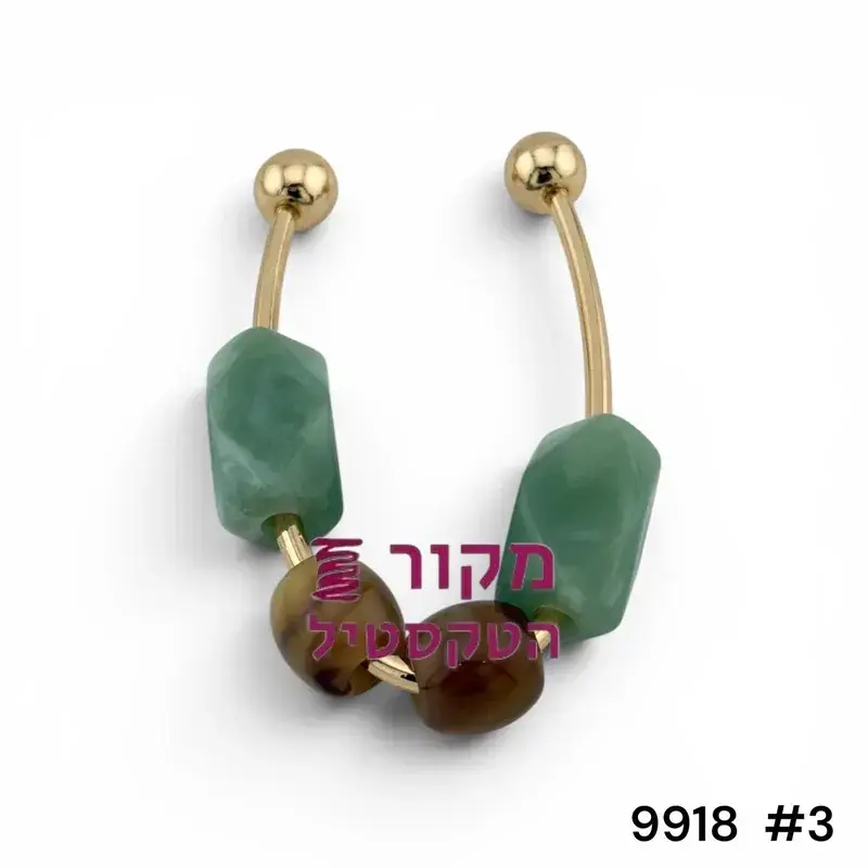 אבזם דקורטיבי לבגד ים ולשמלת ערב בגוון ירוק וחום
